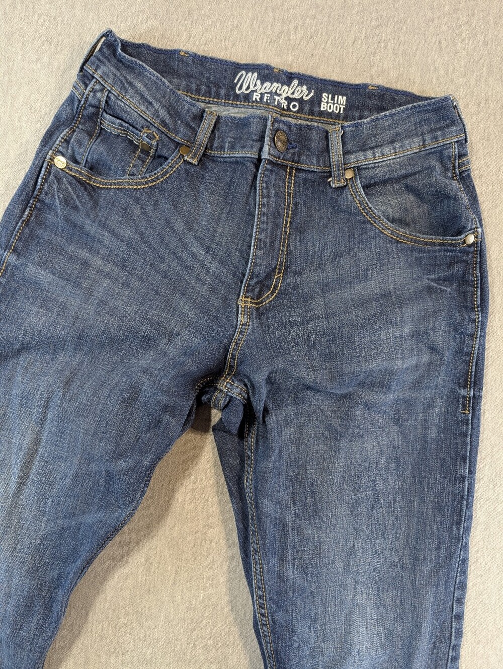 Wrangler Retro Jeans Men's 30 X 34 Slim Boot Medium Wash Blue
